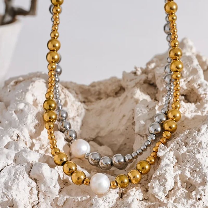 Beads & Natural Pearl Necklace