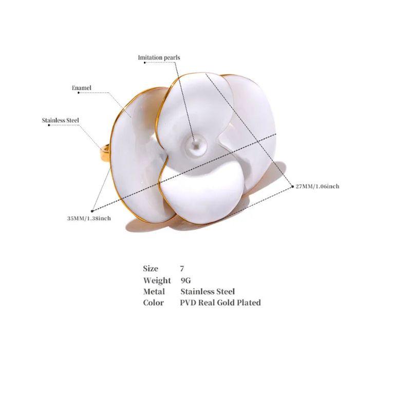 White Flower Adjustable Ring