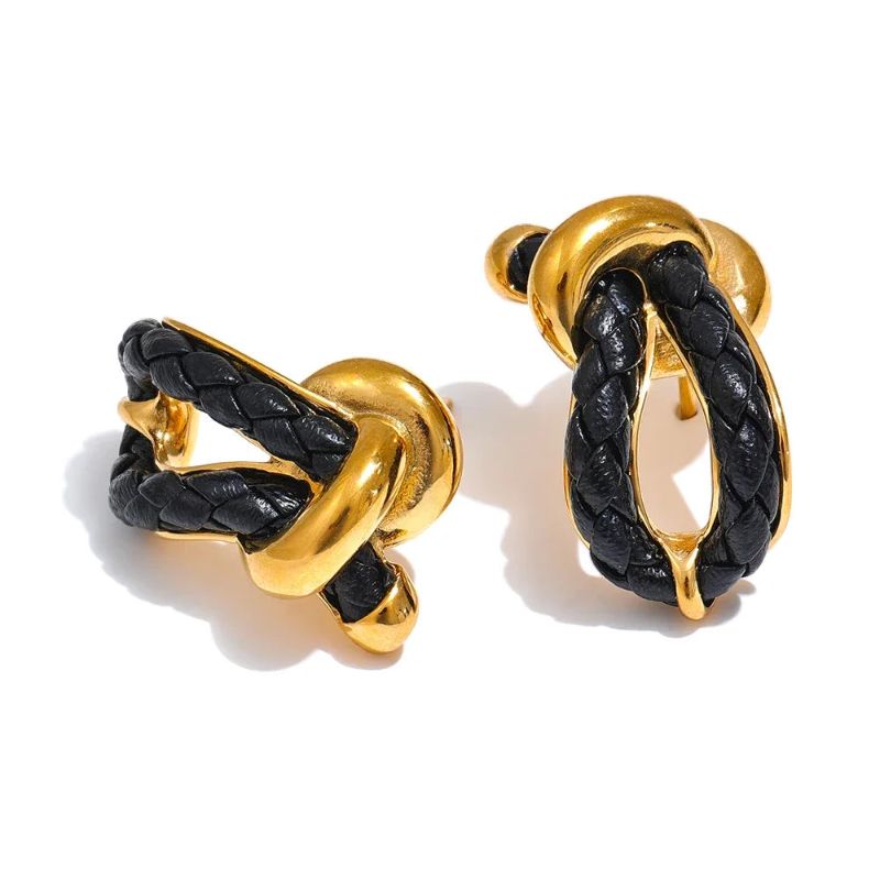 Leather Knot Stud Earrings