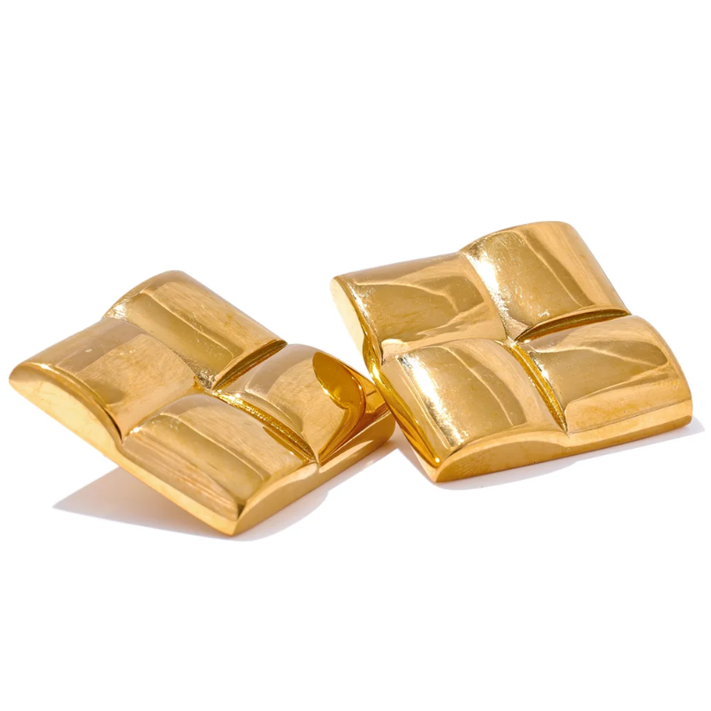 Square Texture Stud Earrings