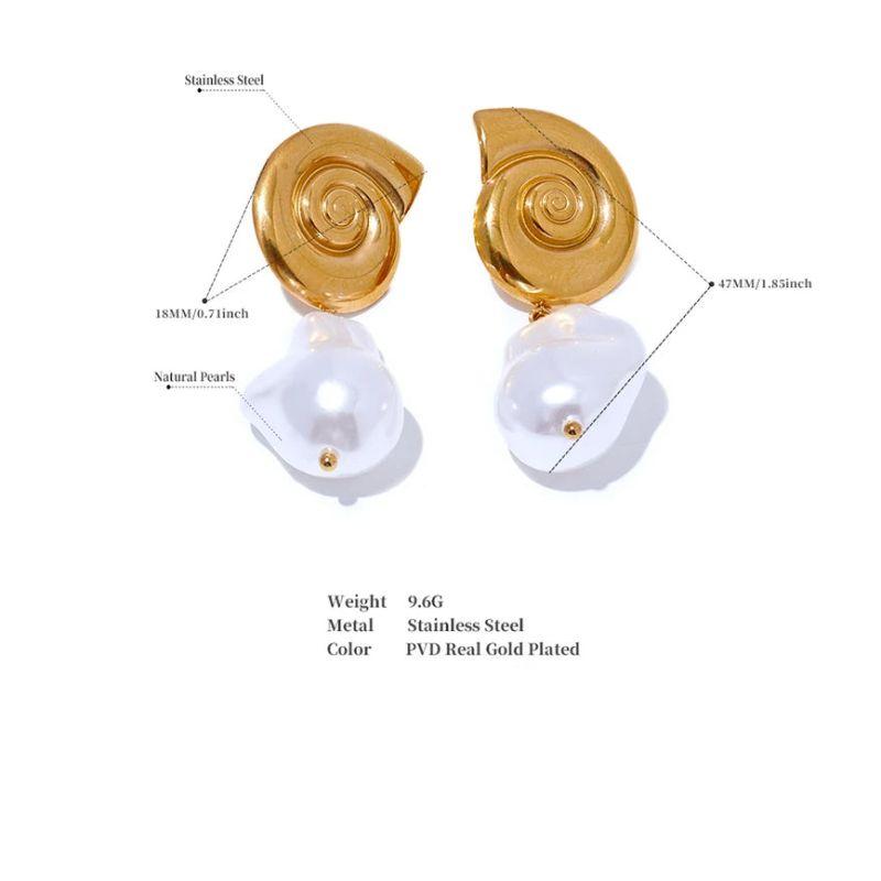 Shell Drop Pearl Earrings