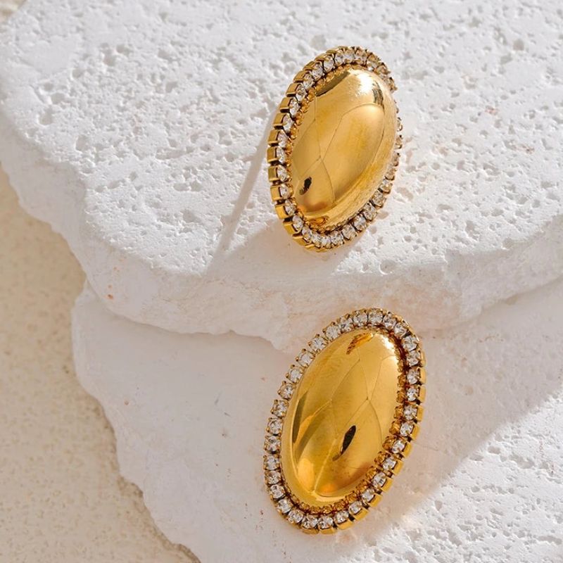 Oval Diamond Stud Earrings