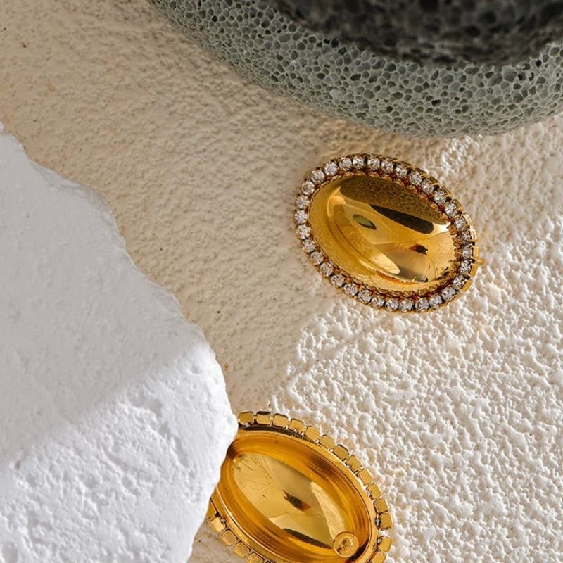 Oval Diamond Stud Earrings