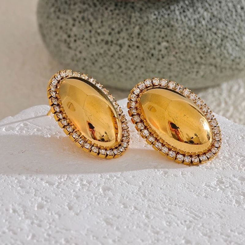 Oval Diamond Stud Earrings