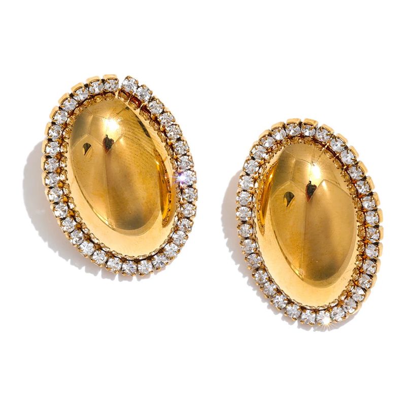 Oval Diamond Stud Earrings
