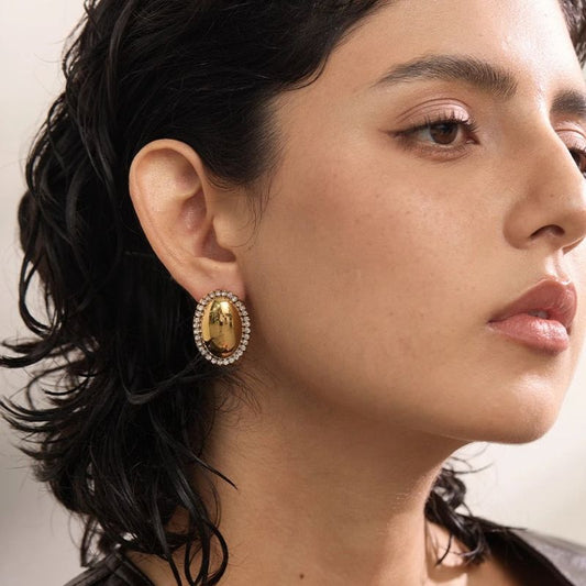 Oval Diamond Stud Earrings