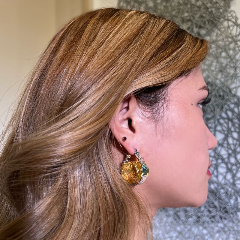 Jade Gold & Silver Hoop Earrings