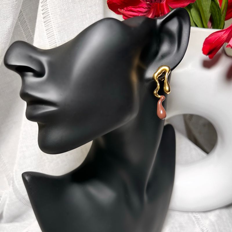 Jordyn Gold Brown Stud Earrings