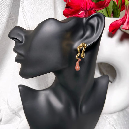 Jordyn Gold Brown Stud Earrings