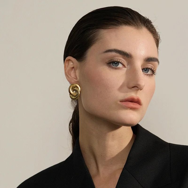 Double Circle Stud Earrings