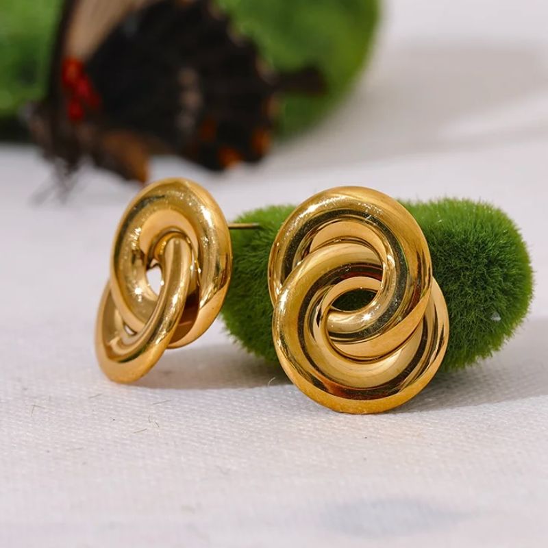 Double Circle Stud Earrings