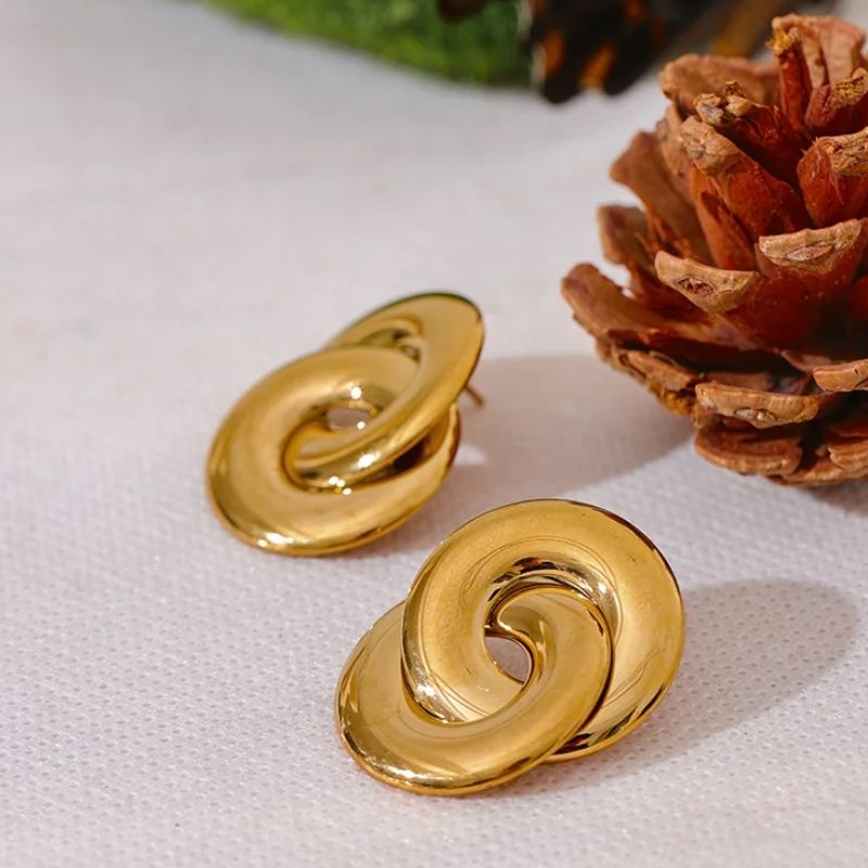 Double Circle Stud Earrings
