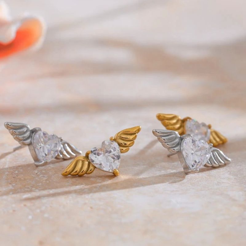 Wing Stud Diamond Earrings
