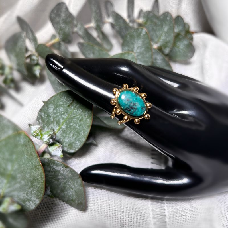 Farrah Regal Green Stone Adjustable  Ring