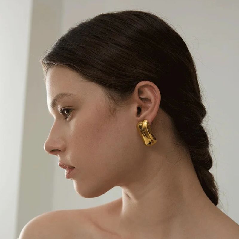 Rectangle Gold Drop Earrings