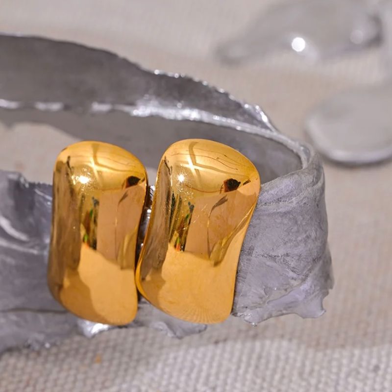 Rectangle Gold Drop Earrings