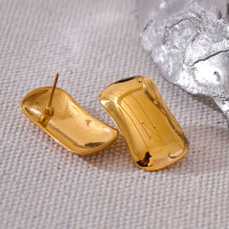 Rectangle Gold Drop Earrings