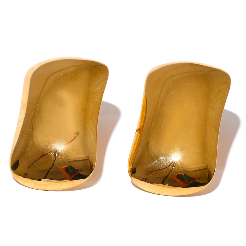 Rectangle Gold Drop Earrings
