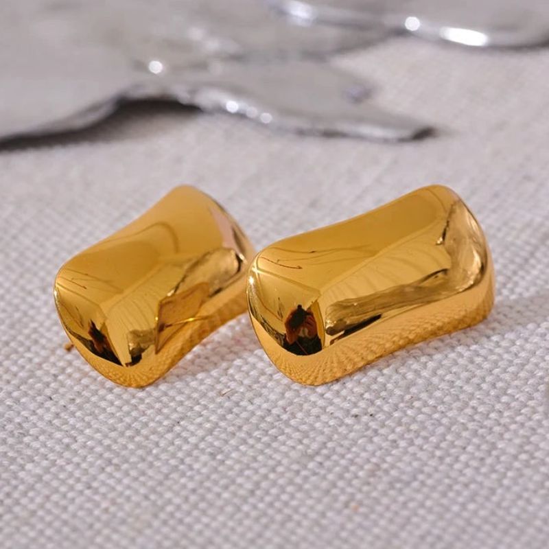 Rectangle Gold Drop Earrings