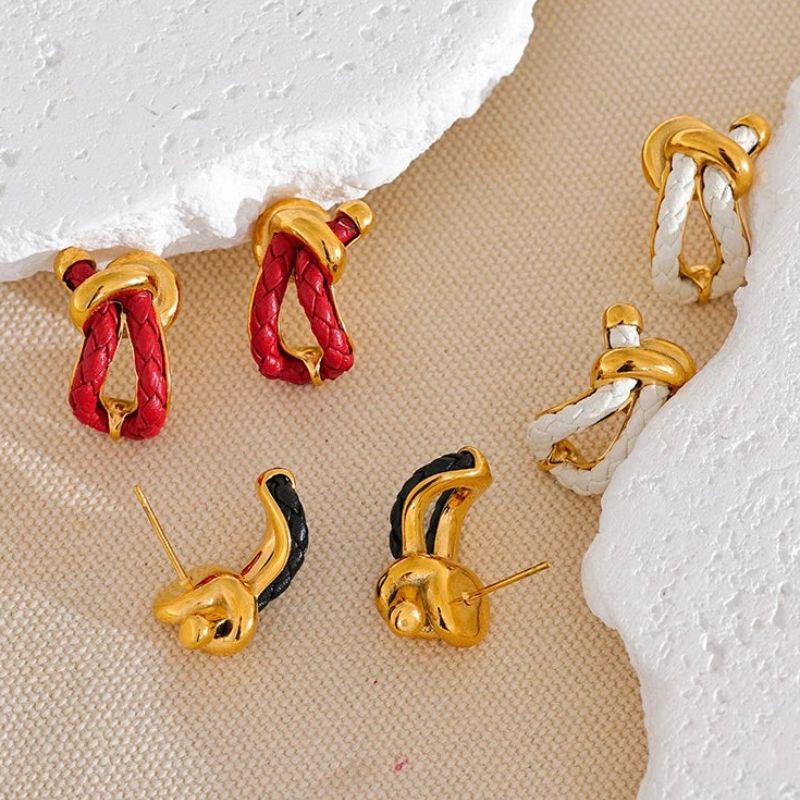 Leather Knot Stud Earrings