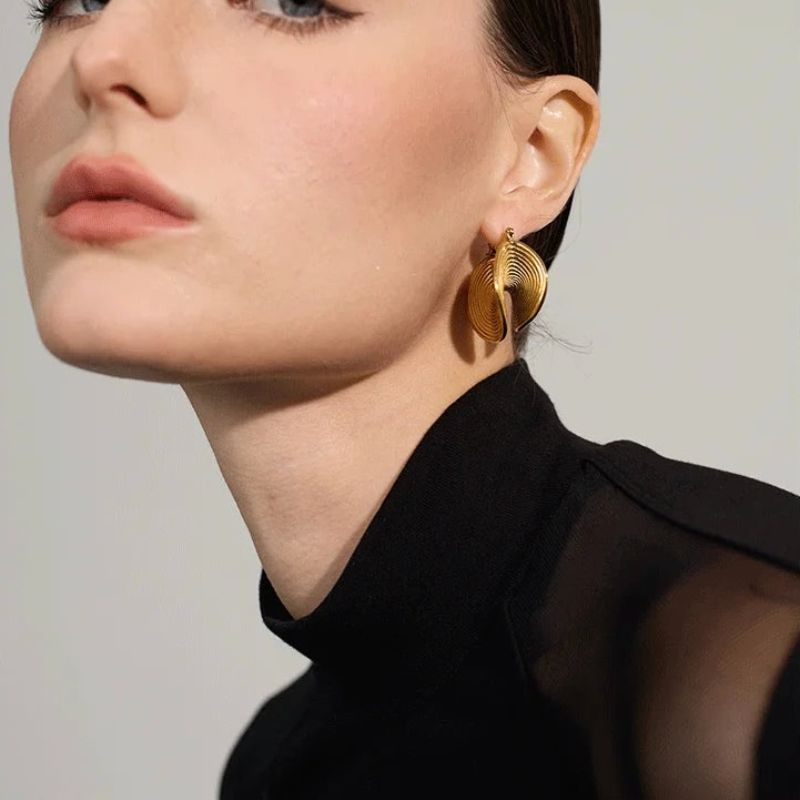 Gold Folded Hoop Earrings