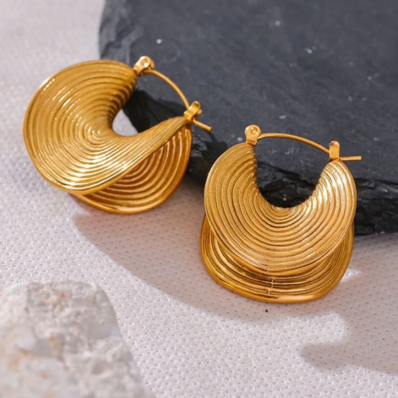 Gold Folded Hoop Earrings