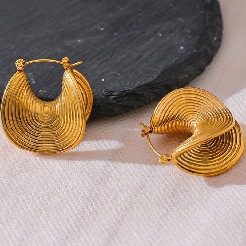 Gold Folded Hoop Earrings