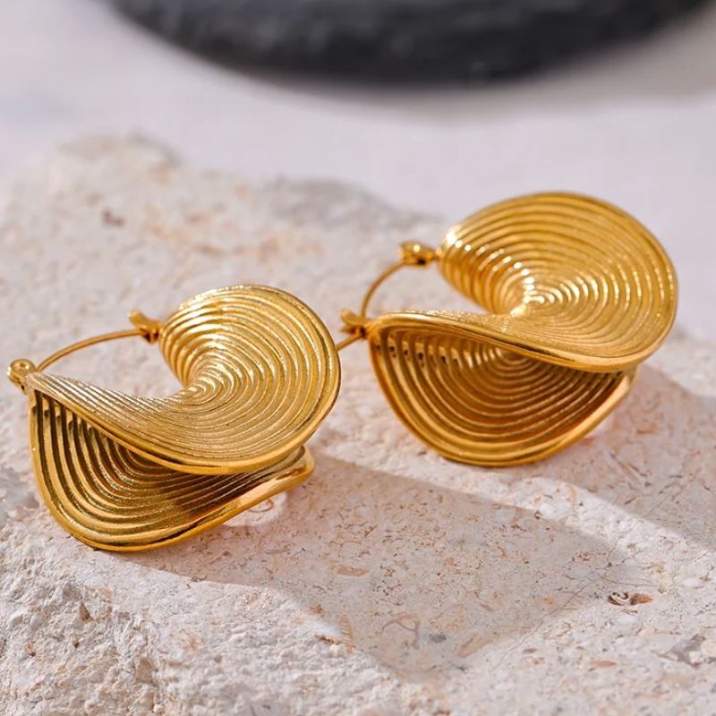Gold Folded Hoop Earrings