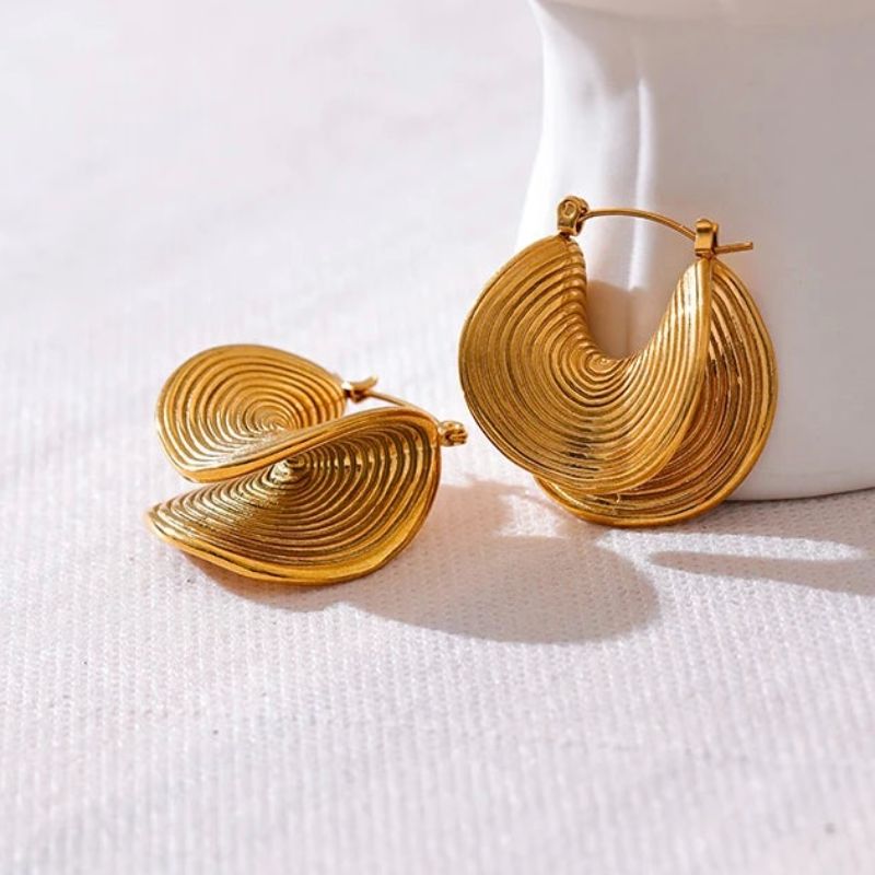 Gold Folded Hoop Earrings