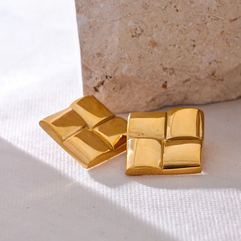 Square Texture Stud Earrings
