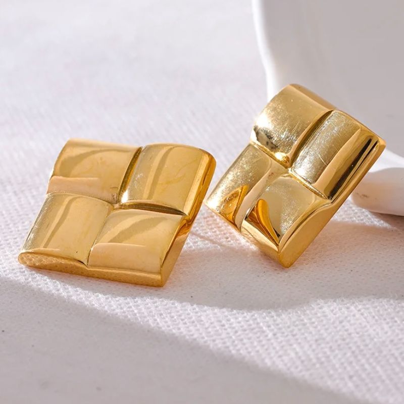Square Texture Stud Earrings