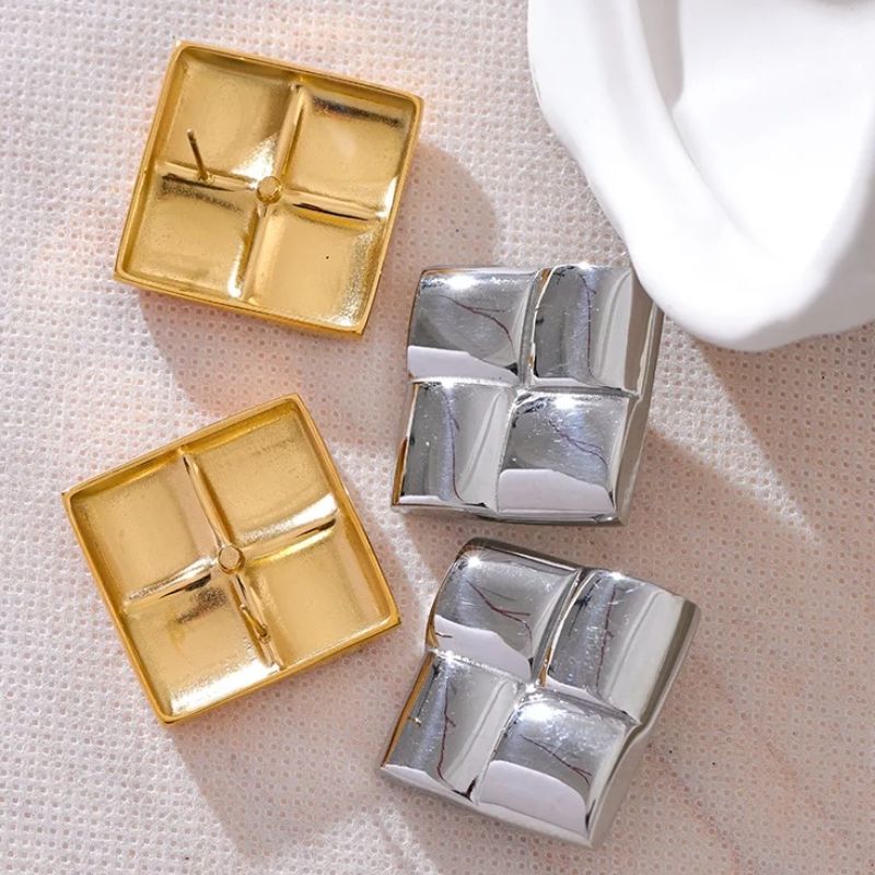 Square Texture Stud Earrings