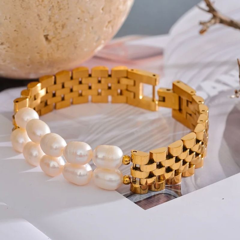 Cuban Link Pearl Bracelet