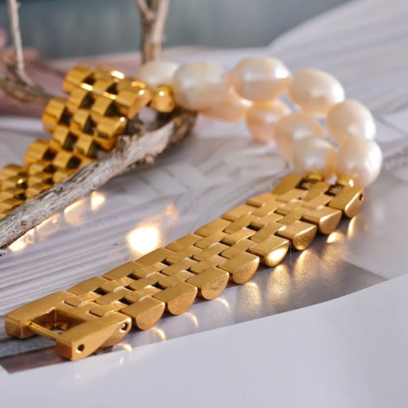 Cuban Link Pearl Bracelet