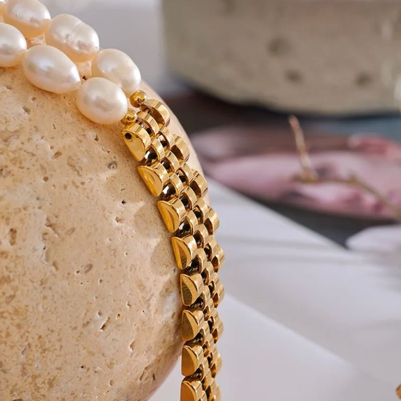 Cuban Link Pearl Bracelet