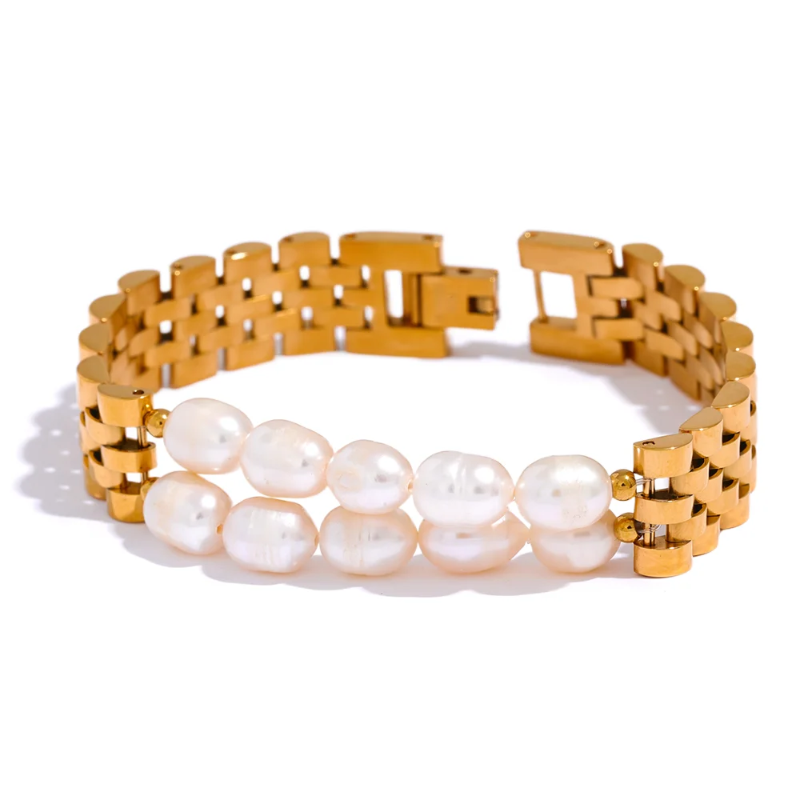 Cuban Link Pearl Bracelet