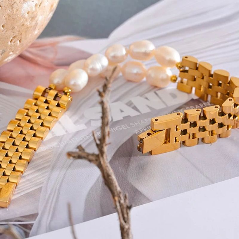 Cuban Link Pearl Bracelet