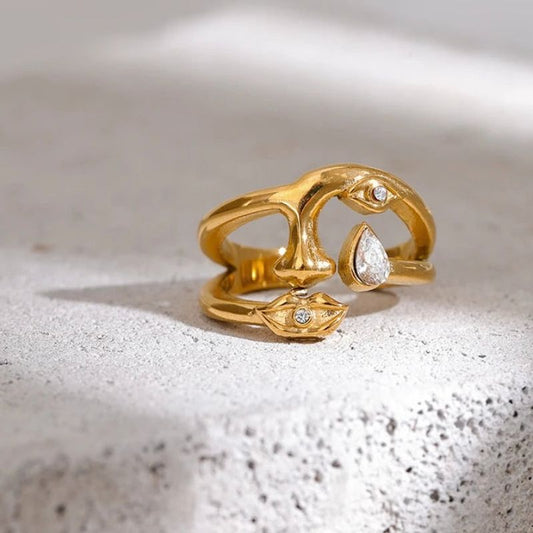 Face Card Gold Ring
