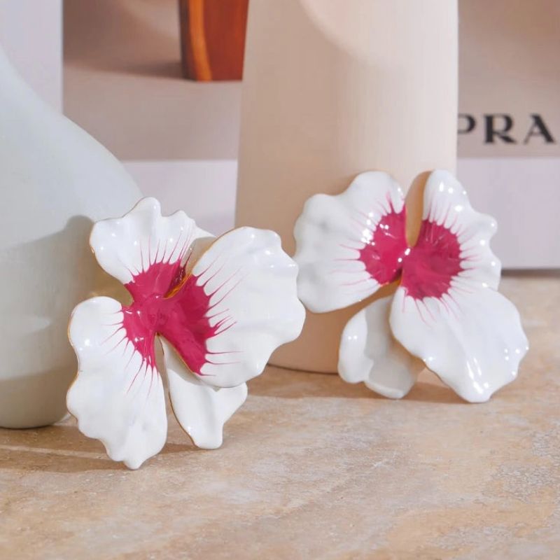 Enamel Flower Stud Earrings