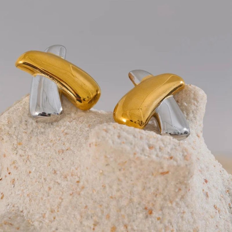 X Shape Stud Earrings