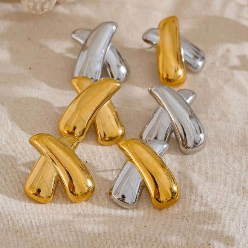 X Shape Stud Earrings