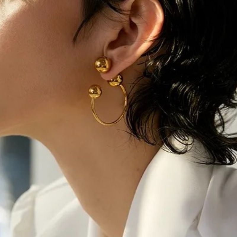 Chelle Statement  Ball Hoop Earrings