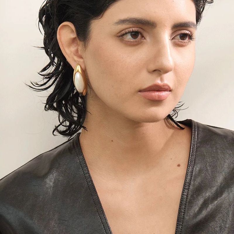 Oval Statement Stud Earrings