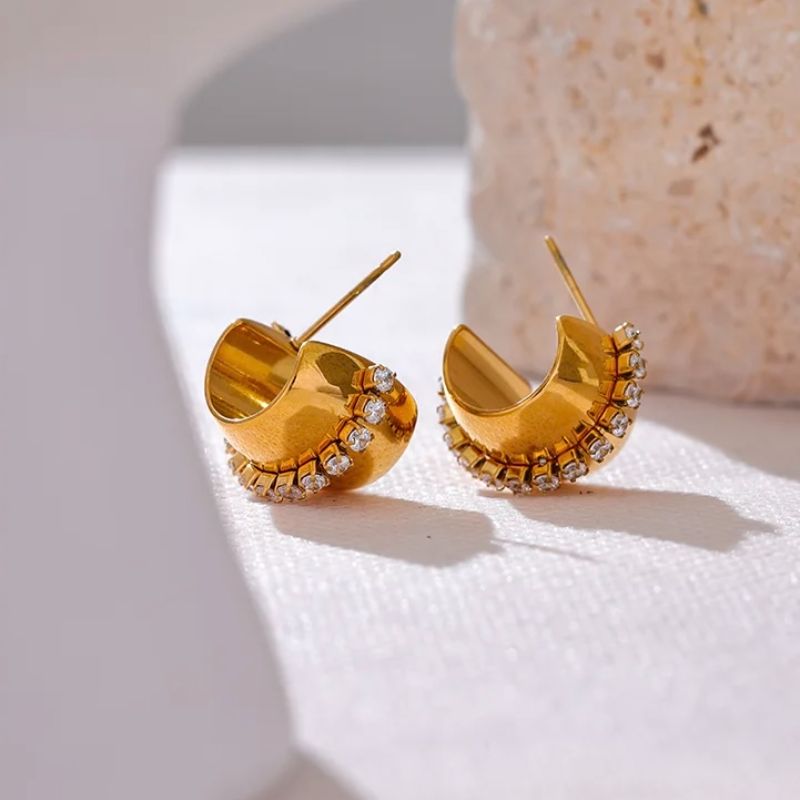 C Shape Huggie Earrings