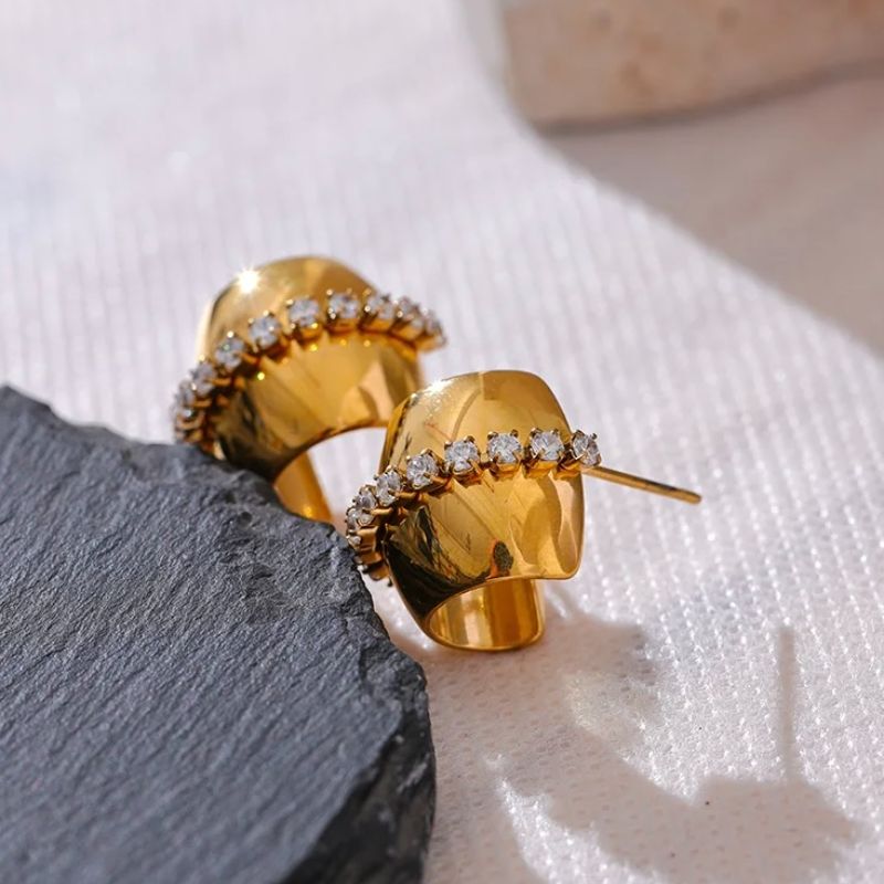 C Shape Huggie Earrings