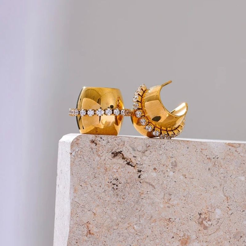 C Shape Huggie Earrings