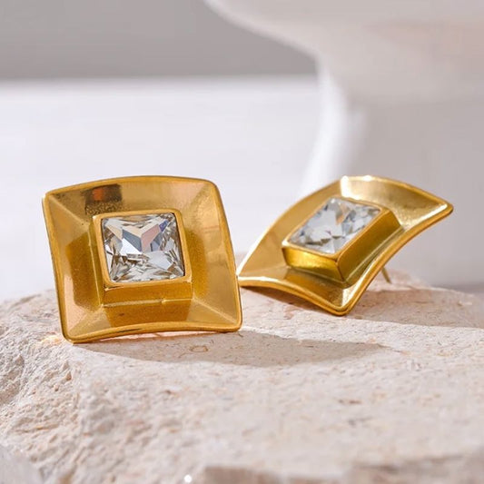 Square Diamond Stud Earrings