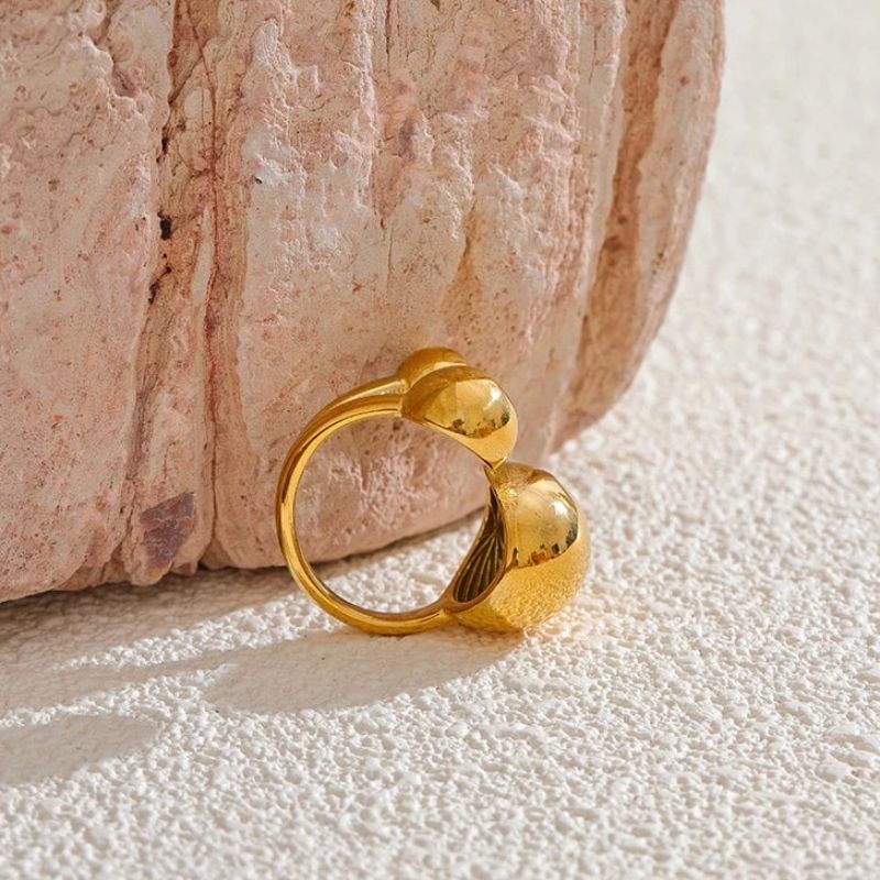Trendy Gold Ball Ring