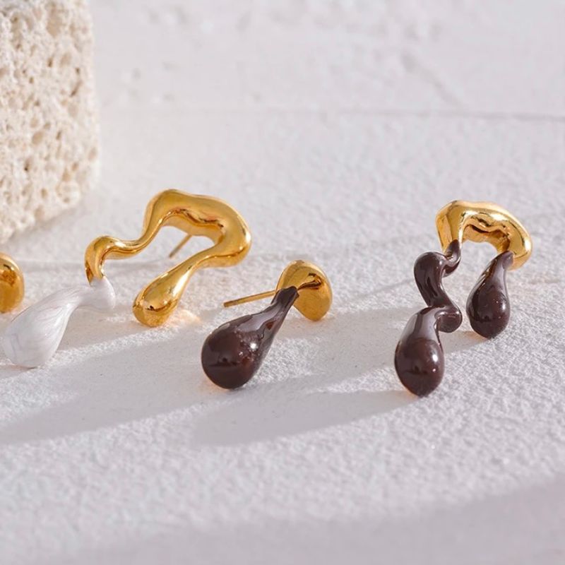 Jordyn Gold Brown Stud Earrings