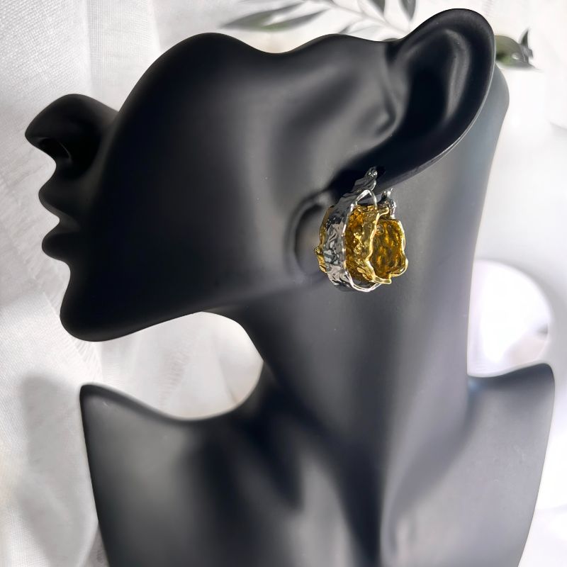Jade Gold & Silver Hoop Earrings